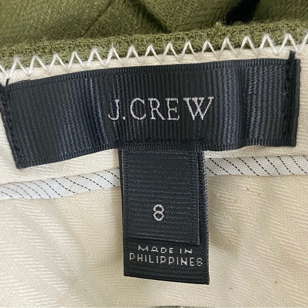 J. CREW Cuffed Linen Bermuda Shorts Olive Green - 4
